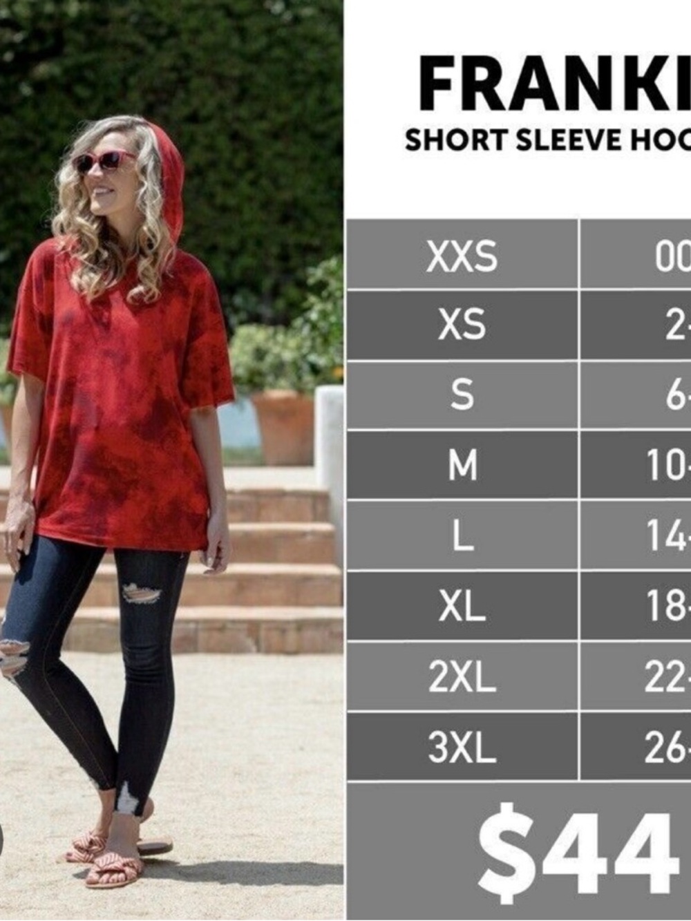 Lularoe ‘Frankie’ Black Short Sleeve Hoodie - Picture 4 of 4